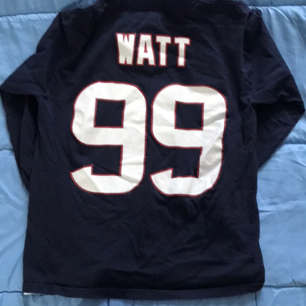 Houston Texans JJ Majestic Navy‎ Blue Long Sleeve Tee with Red and White Accents - Picture 6 of 6